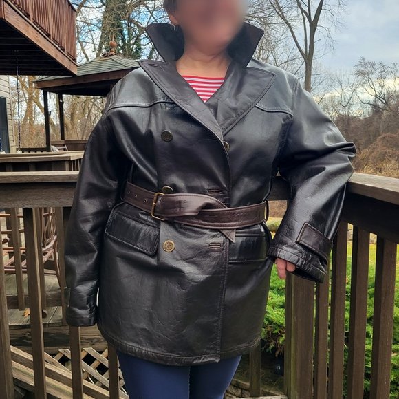 Giorgio ARMANI JEANS Vintage Black Leather JACKET: unisex men's / women's jacket